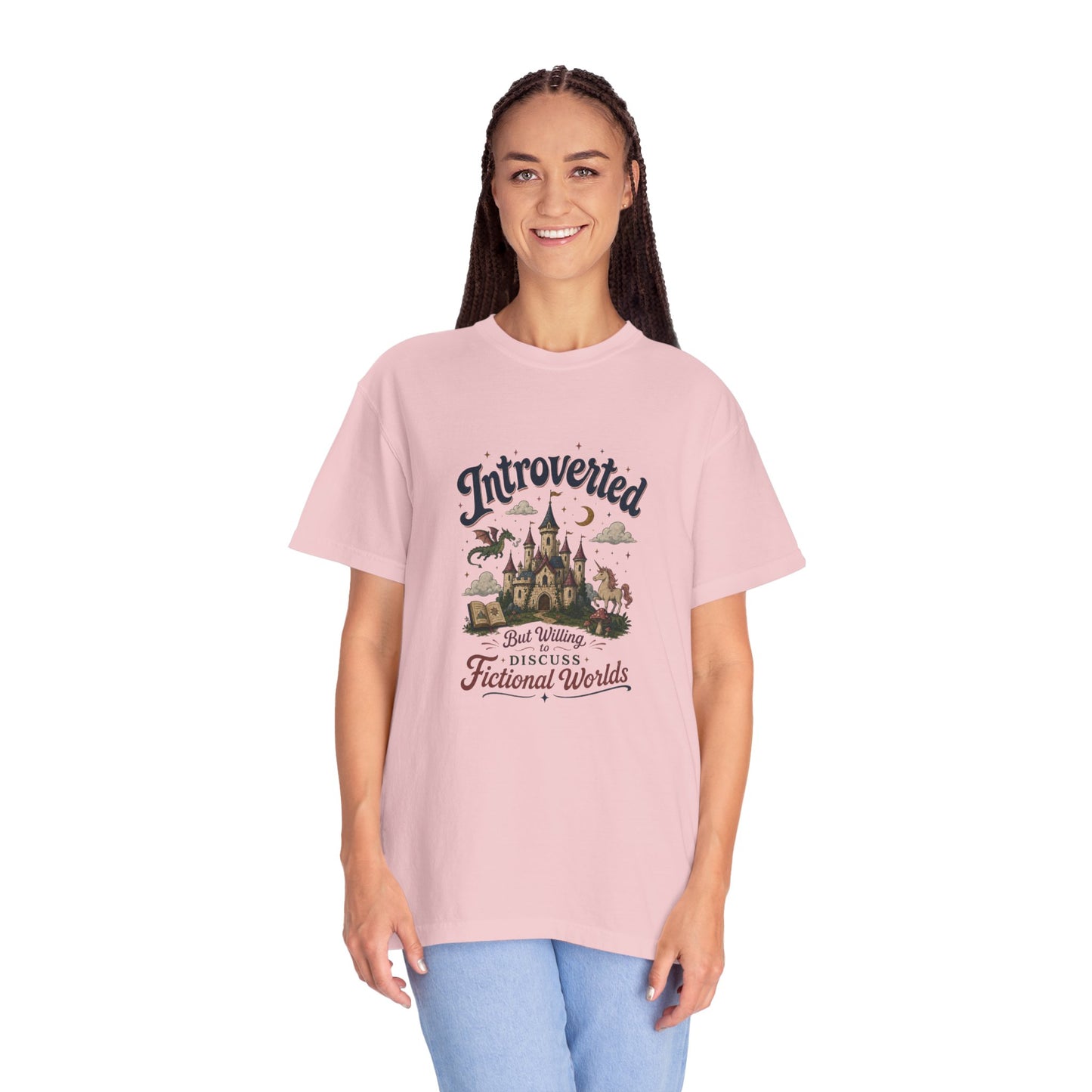 "Introverted But Willingly Discuss Fictional Worlds" Fantasy Lovers T-Shirt