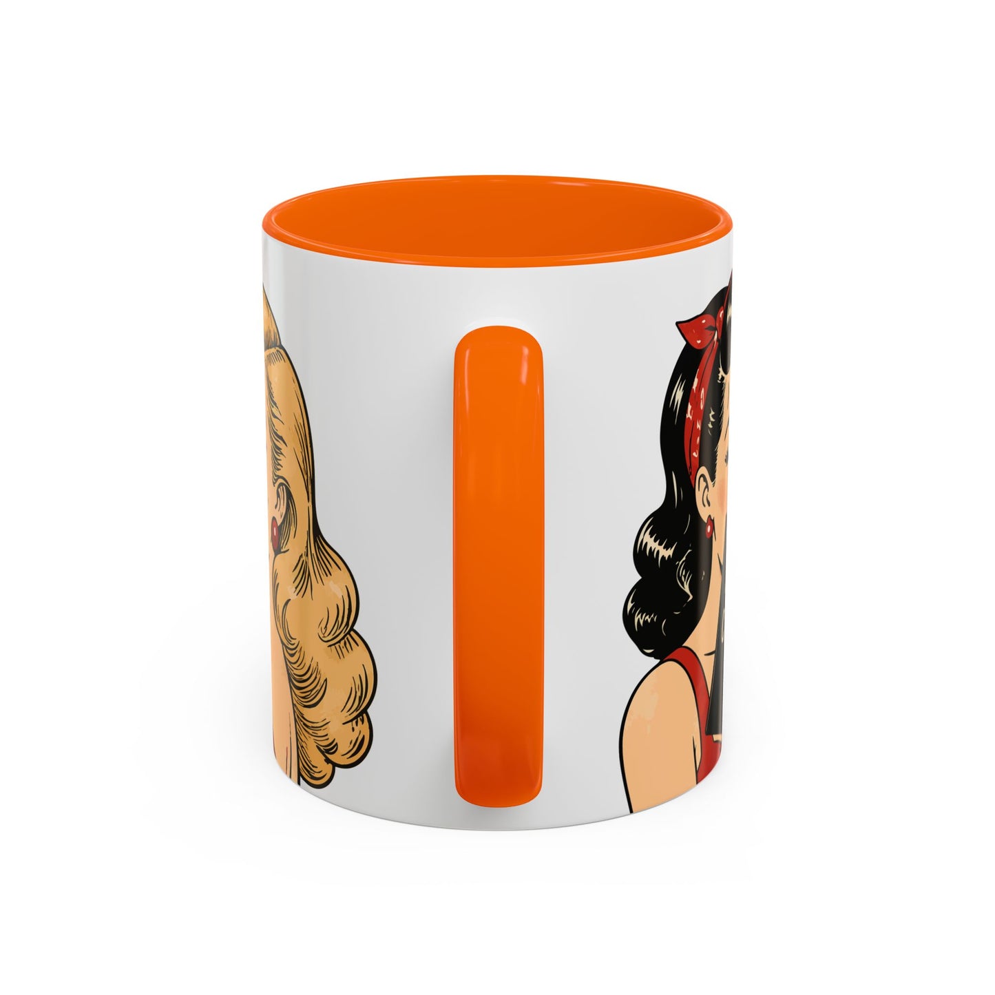 Retro Pin-Up Coffee Mug — Vintage Pop Art Woman with Heart Lollipop (11oz)