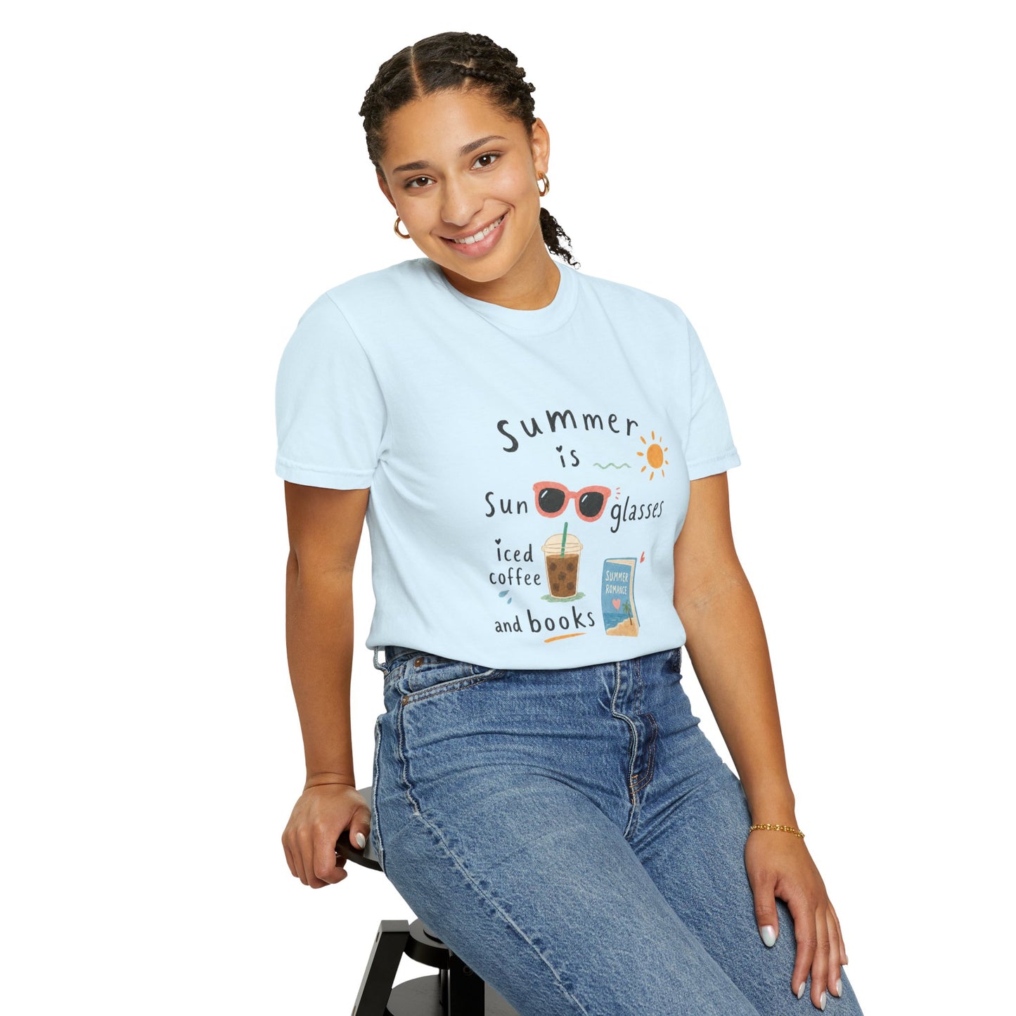 "Summer Is Sunglasses, Iced Coffee & Books" T-Shirt