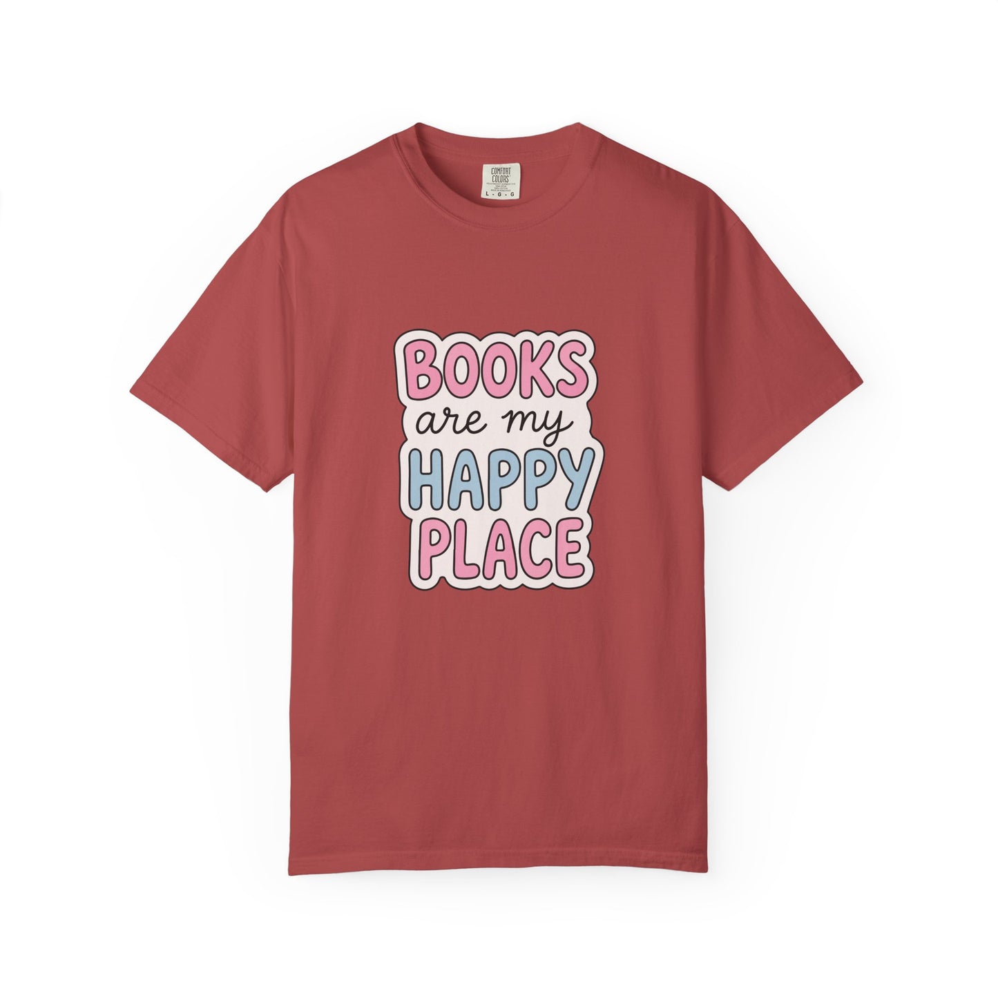 "Books Are My Happy Place" T-Shirt — Cute Pastel Reader Tee