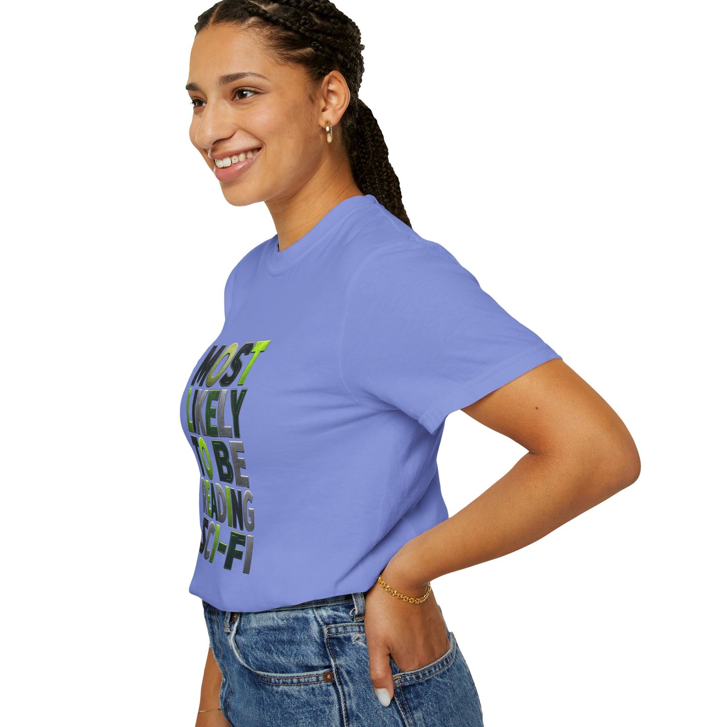 "Most Likely To Be Reading Sci‑Fi" T-Shirt for Science Fiction Book Lovers