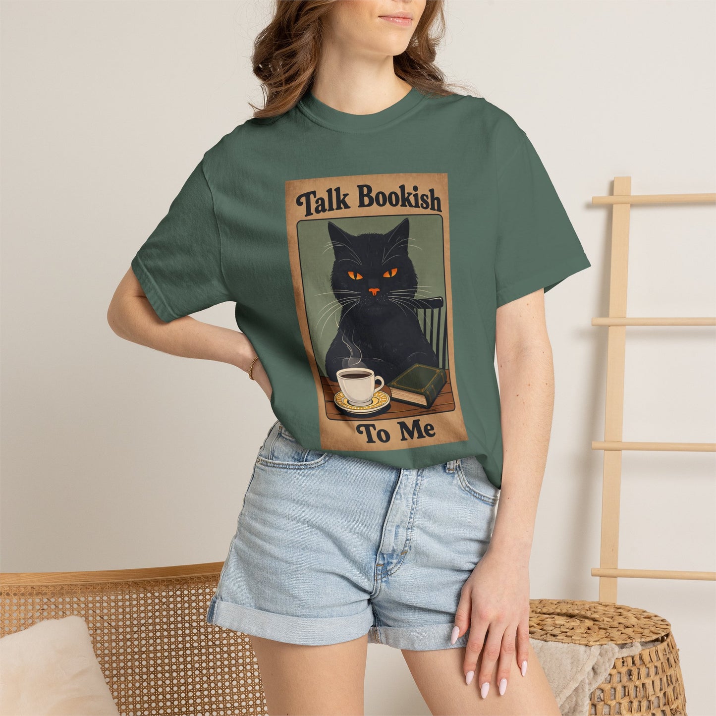 "Talk Bookish To Me" Cat T-Shirt