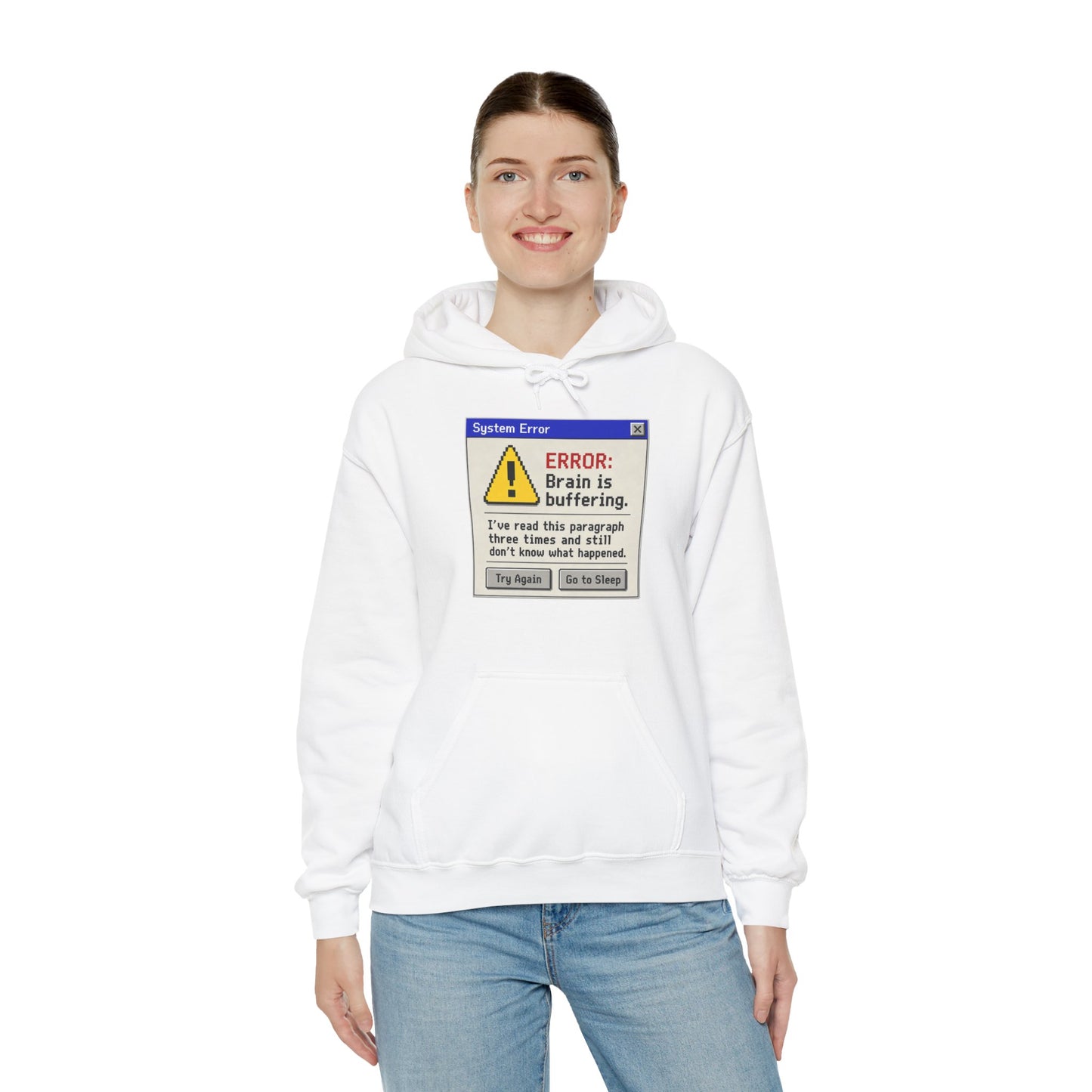 Neurospicy "ERROR: Brain is buffering" Retro Computer Alert Graphic Hoodie