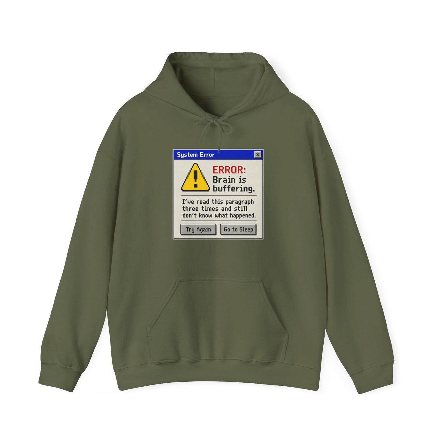 Neurospicy "ERROR: Brain is buffering" Retro Computer Alert Graphic Hoodie