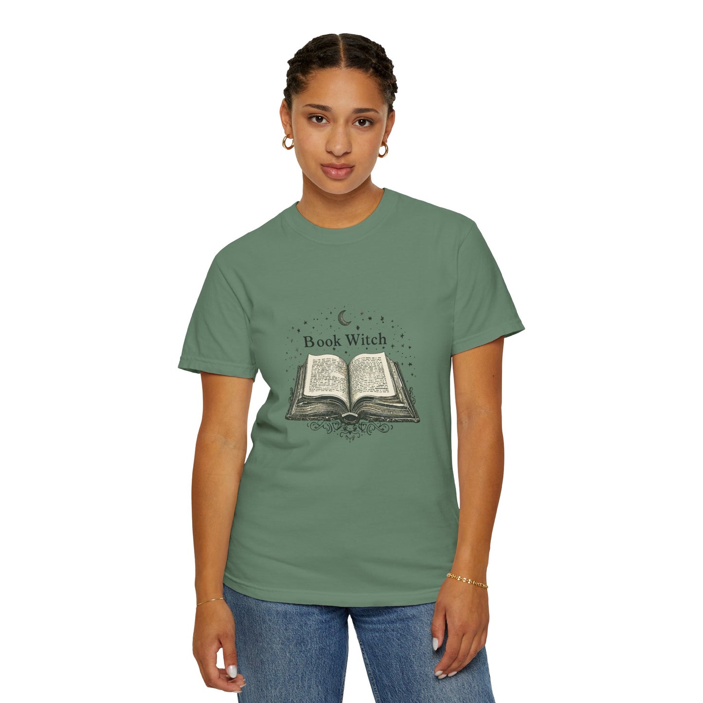 "Book Witch" T-Shirt — Vintage Open Spellbook Design for Readers & Witches