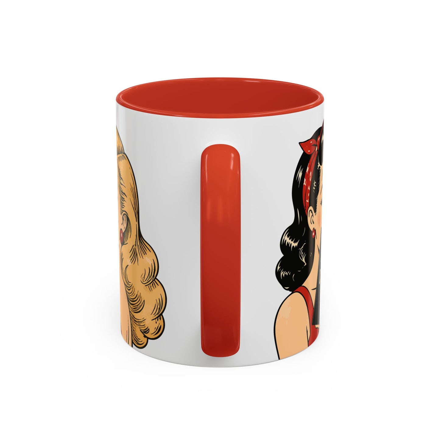 Retro Pin-Up Coffee Mug — Vintage Pop Art Woman with Heart Lollipop (11oz)
