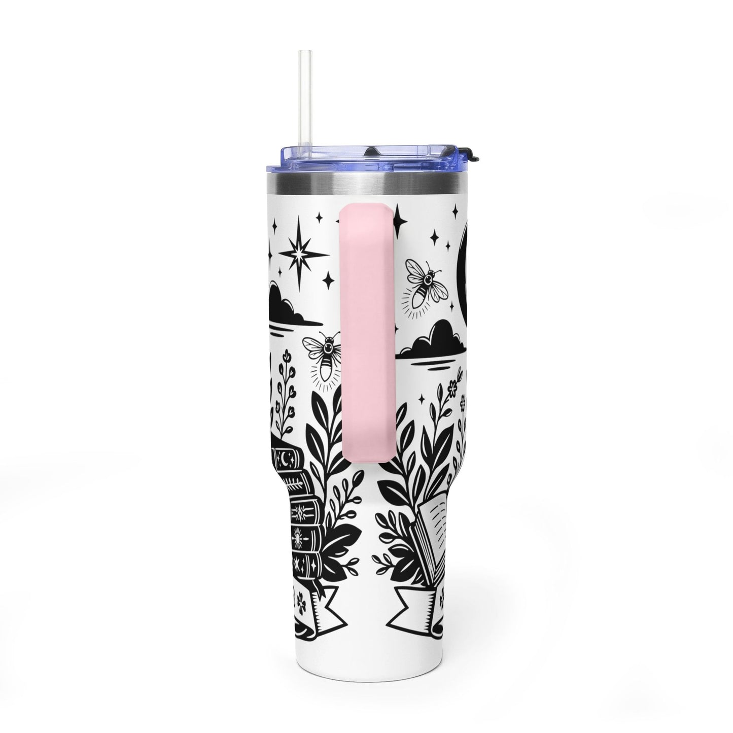 40oz Vacuum Tumbler — "Late Night Reading Club" Lantern & Moon Book Lover Travel Mug