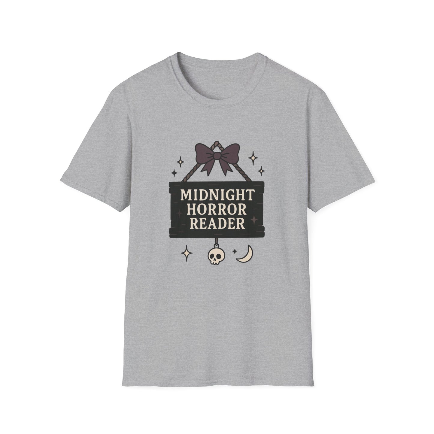 Lightweight Fabric - "Midnight Horror Reader" T-Shirt — Spooky Book Lover Graphic Tee