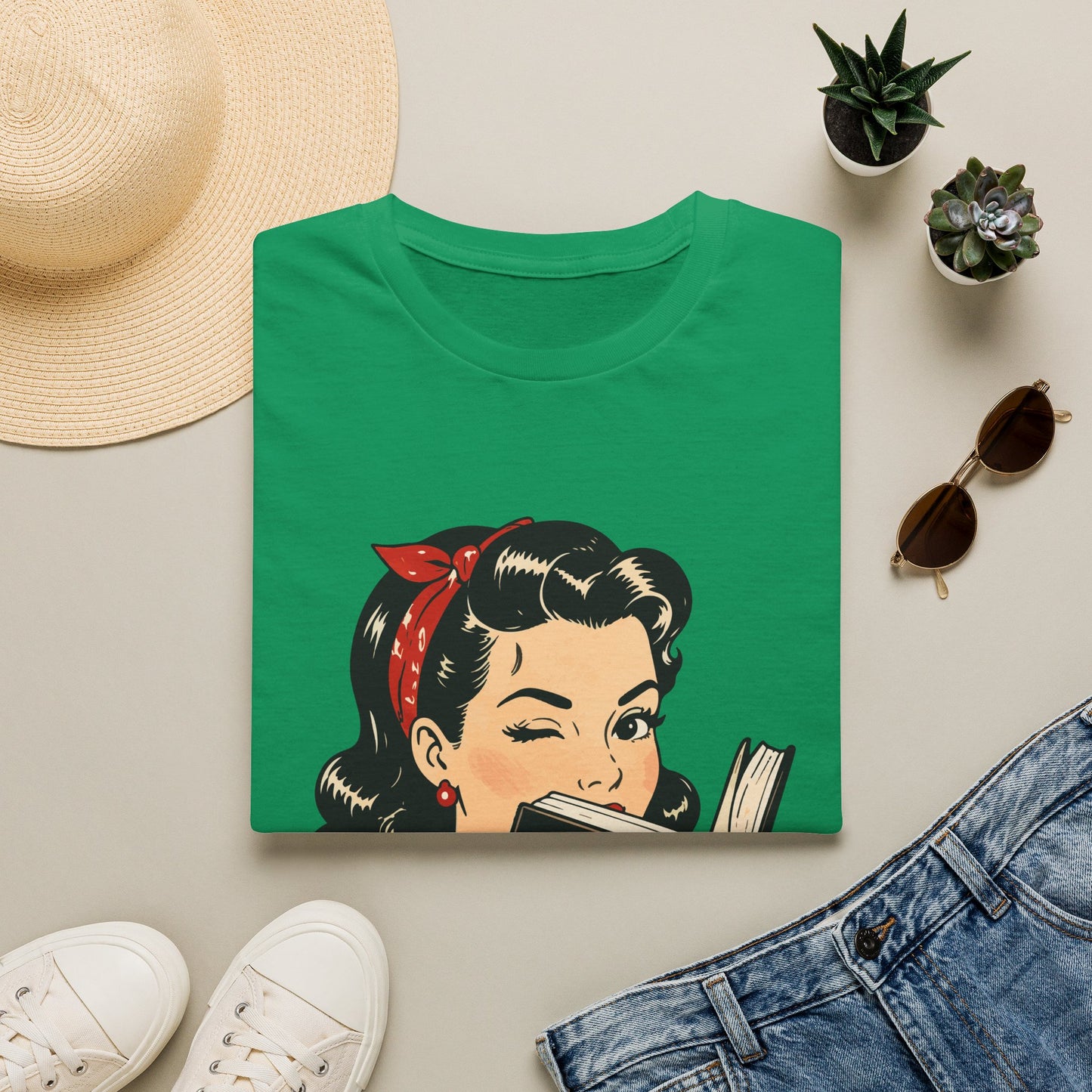 Lightweight Fabric - Vintage Pin-up Reading Tee — "Smutty Content" Graphic T-Shirt