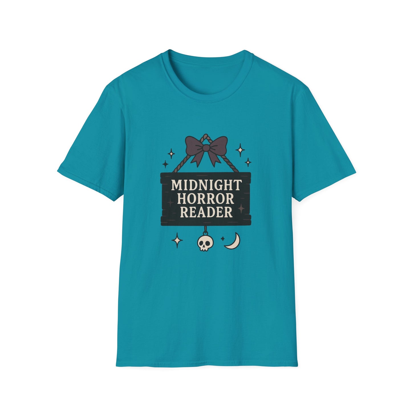Lightweight Fabric - "Midnight Horror Reader" T-Shirt — Spooky Book Lover Graphic Tee