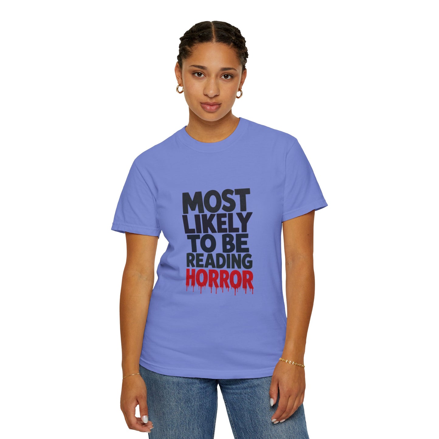 Horror Reader T-Shirt — "Most Likely to Be Reading Horror" Graphic Tee
