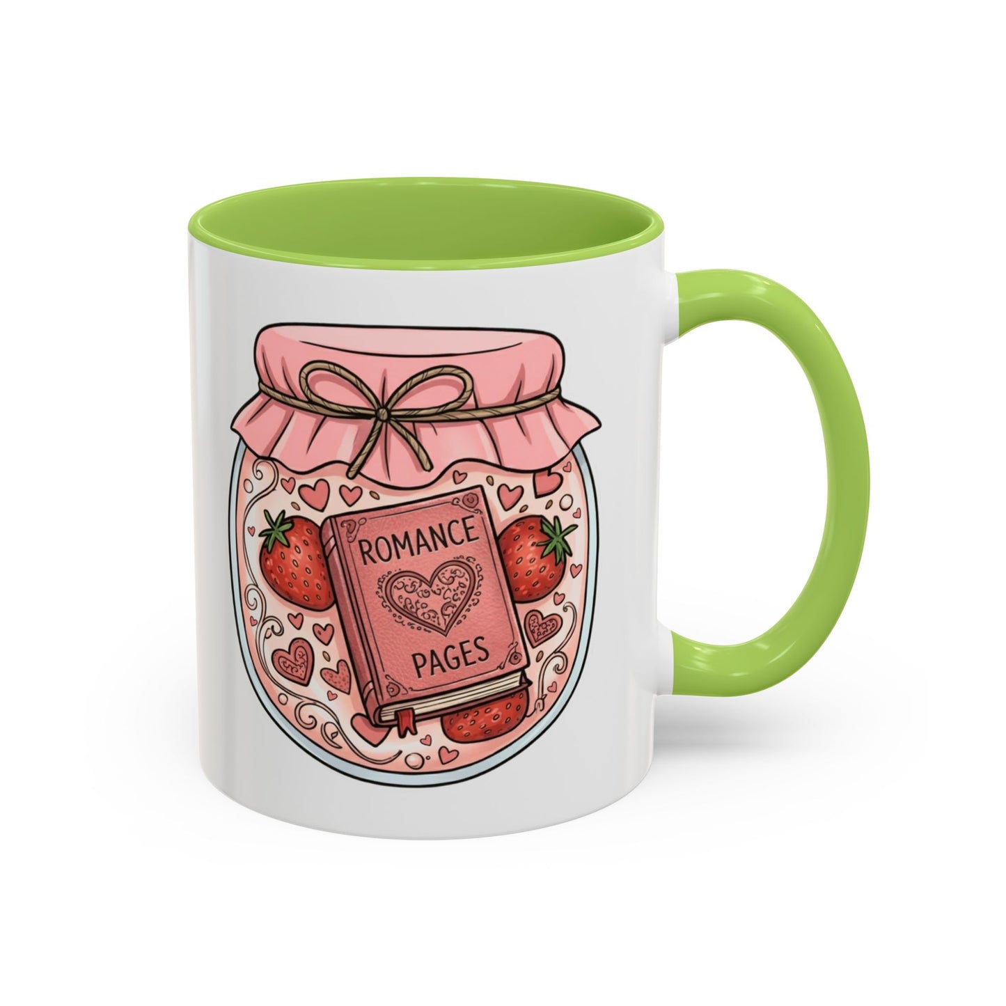 "Romance Pages" Jam Jar Coffee Mug — Cute Strawberry Jam Romance Readers Mug (11/15oz)