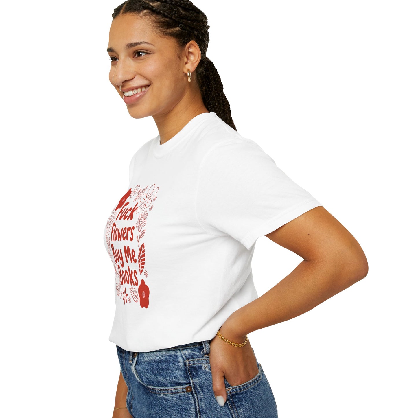 “Fuck Flowers Buy Me Books” Floral Graphic Tee