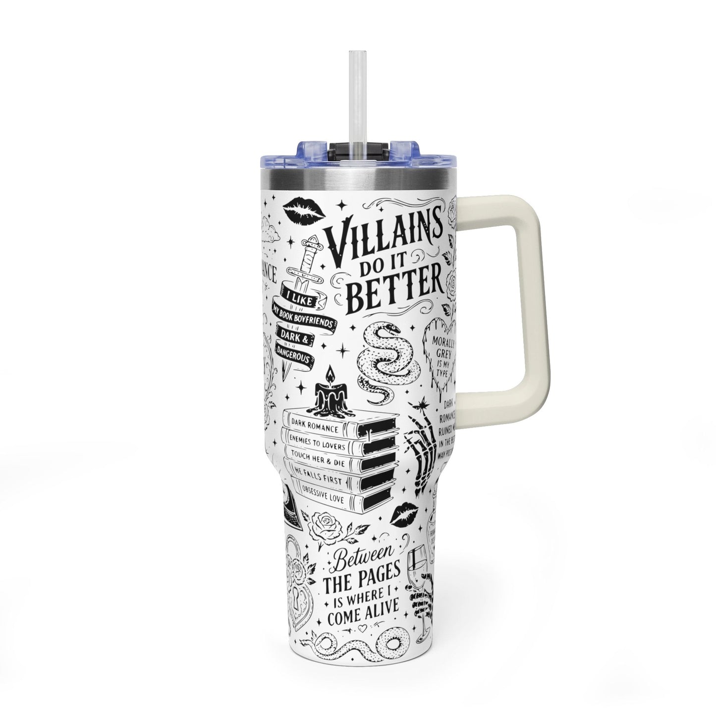 40oz Tumbler — "In My Dark Romance Era (Probably Smut)" Graphic Vacuum Travel Mug