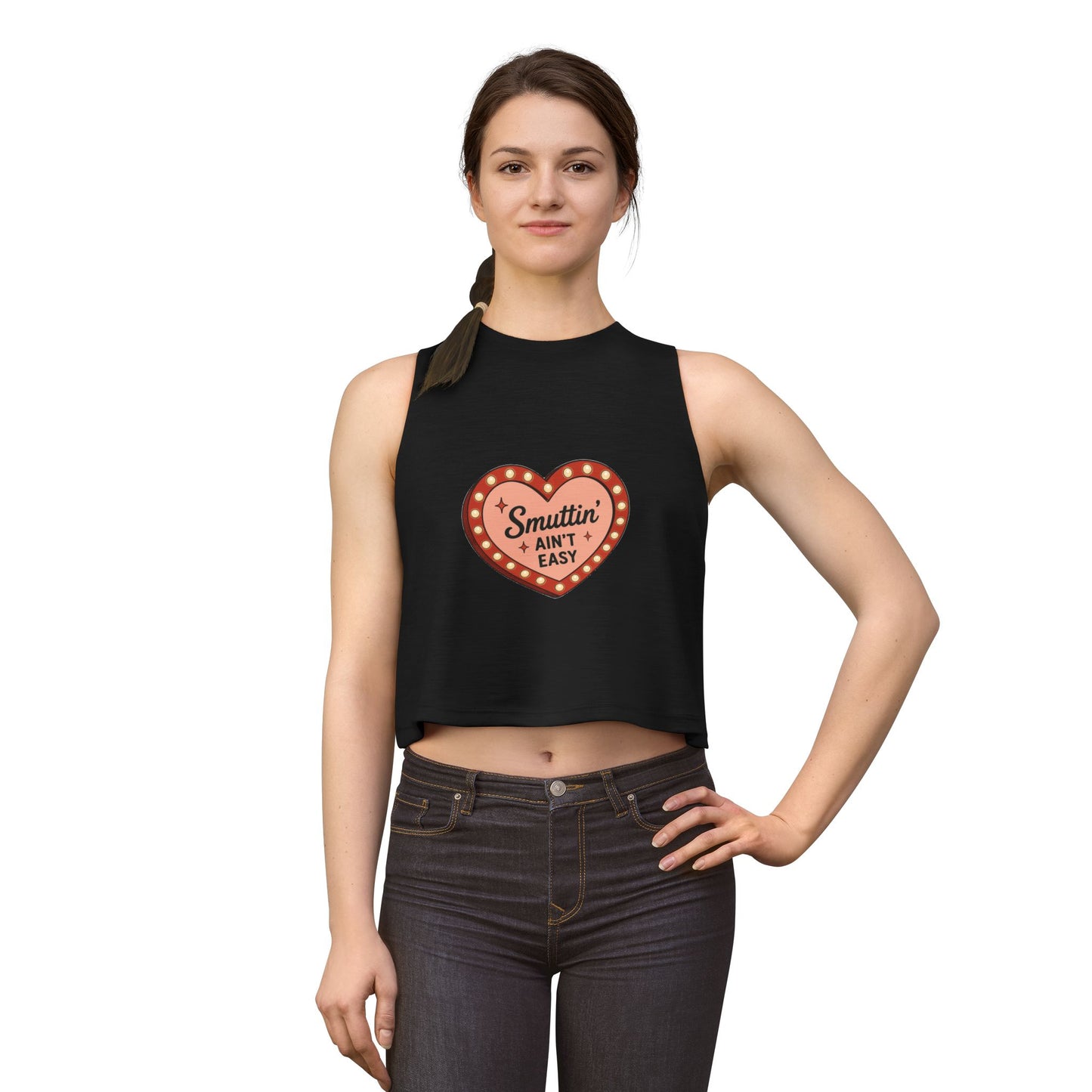 Smut Readers Crop Top — "Smuttin Ain't Easy" Retro Heart Graphic