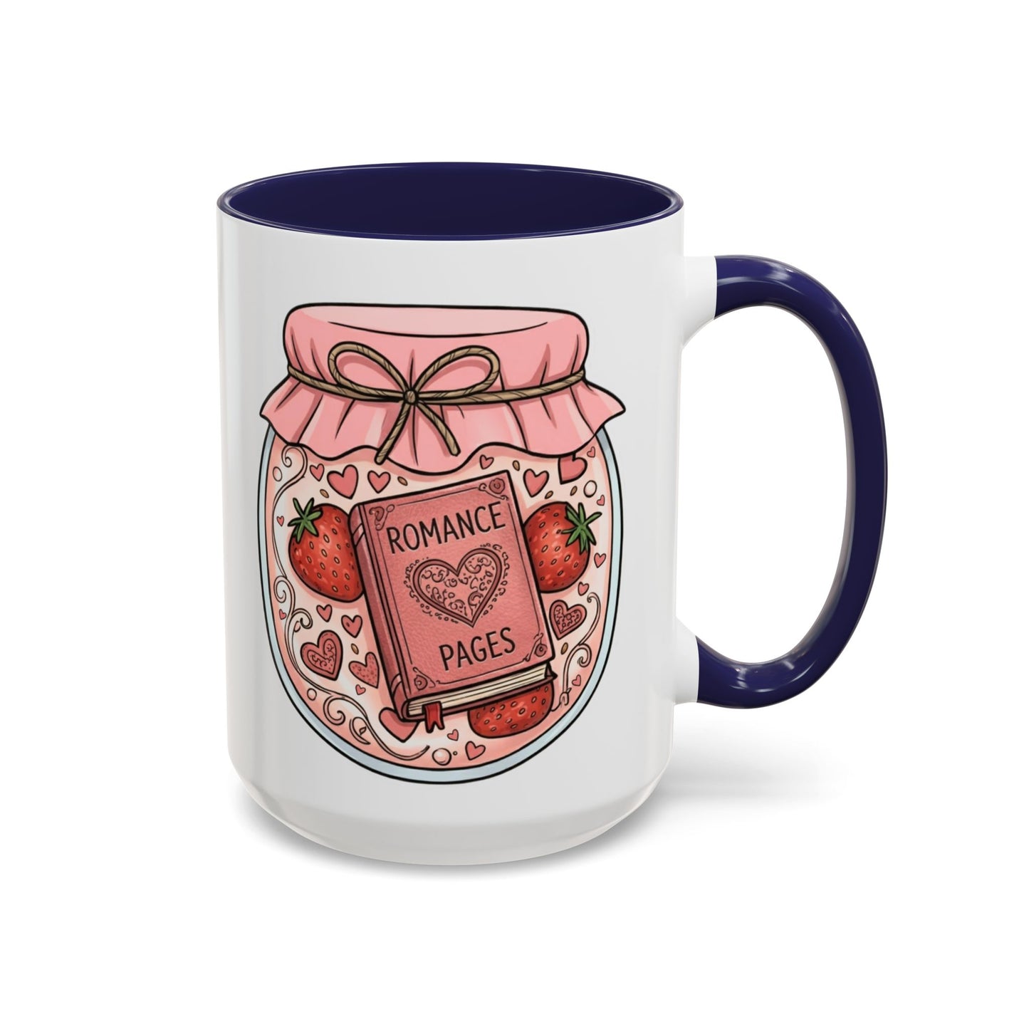 "Romance Pages" Jam Jar Coffee Mug — Cute Strawberry Jam Romance Readers Mug (11/15oz)
