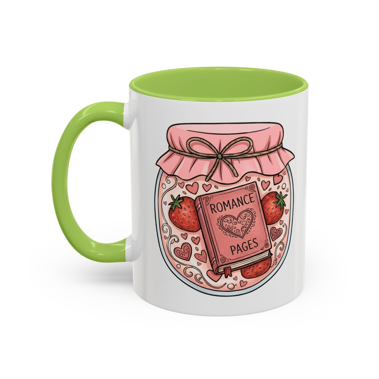 "Romance Pages" Jam Jar Coffee Mug — Cute Strawberry Jam Romance Readers Mug (11/15oz)