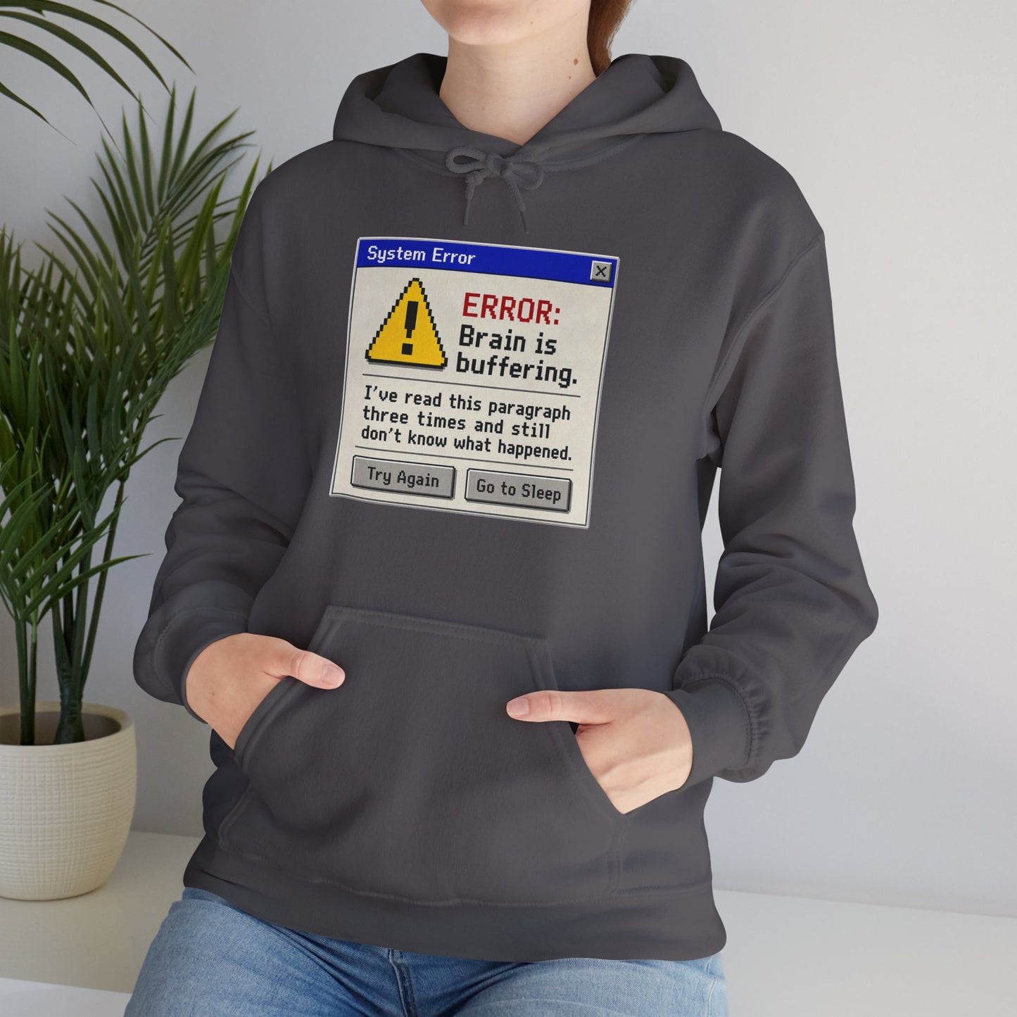 Neurospicy "ERROR: Brain is buffering" Retro Computer Alert Graphic Hoodie