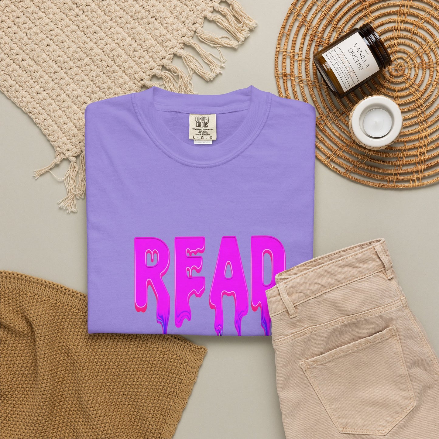 "READ" Dripping Graphic T-Shirt — Psychedelic Melting Book Design