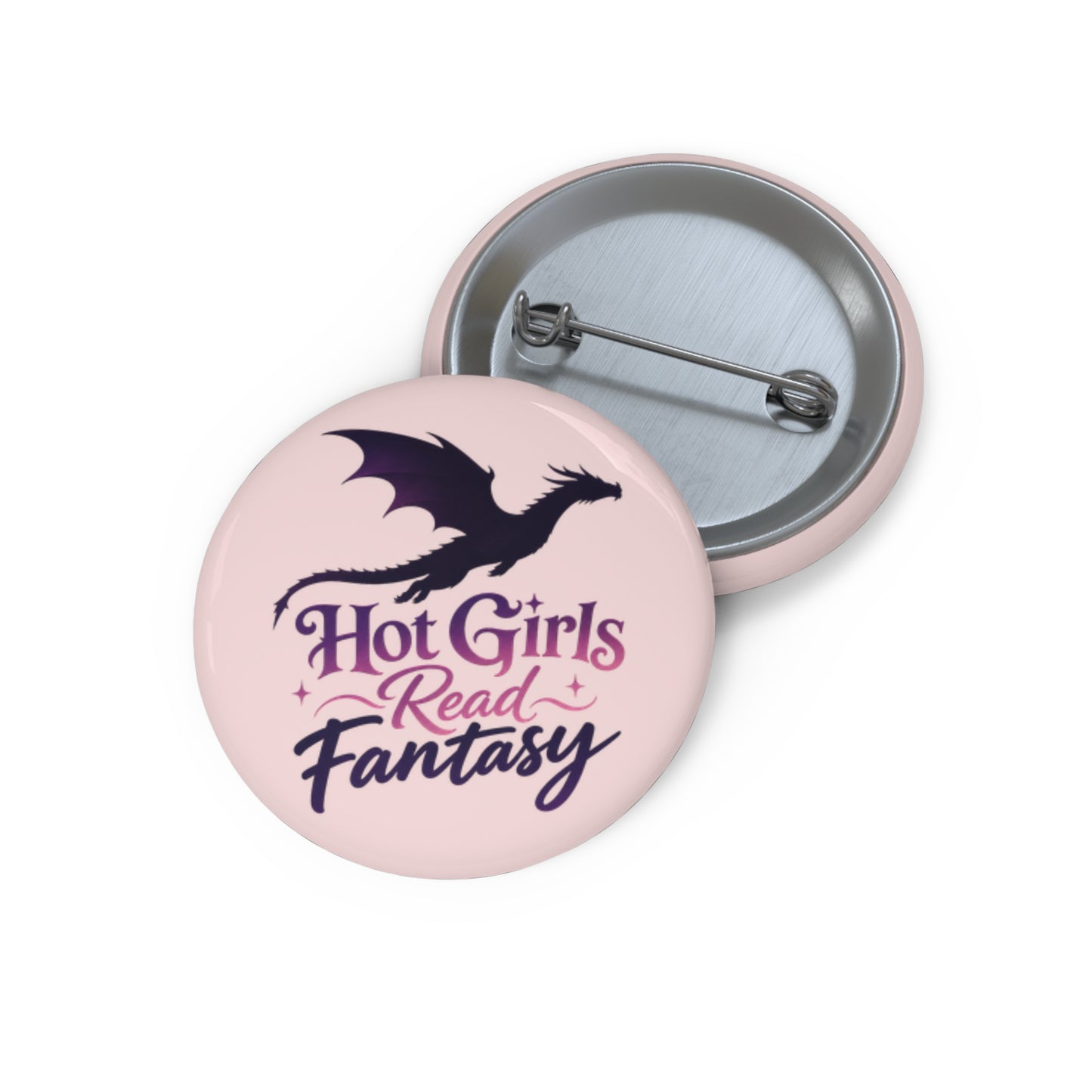 Pin Button — "Hot Girls Read Fantasy" Dragon Badge