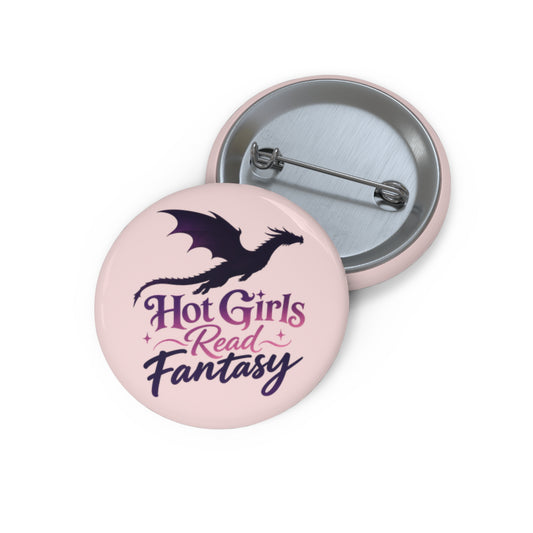 Pin Button — "Hot Girls Read Fantasy" Dragon Badge