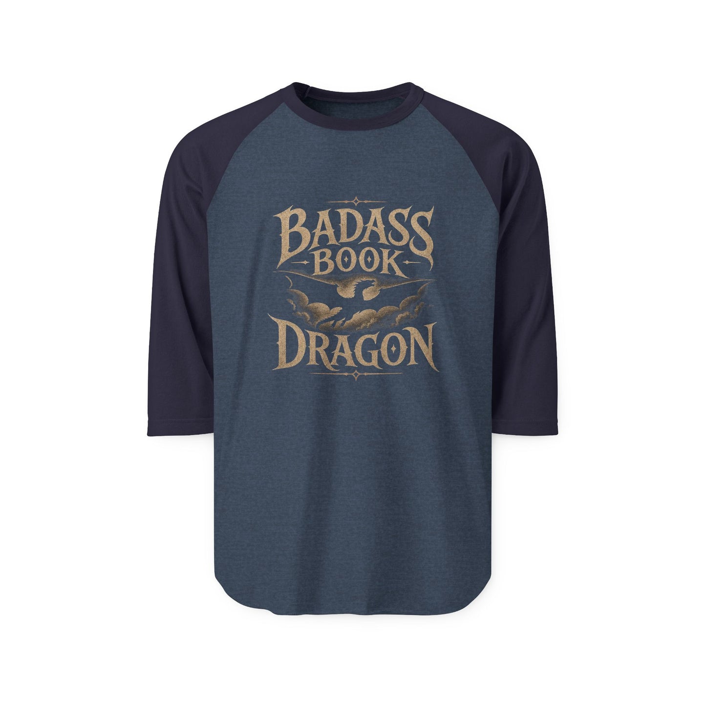 "Badass Book Dragon" Raglan Shirt — 3/4 Sleeve Reading Tee