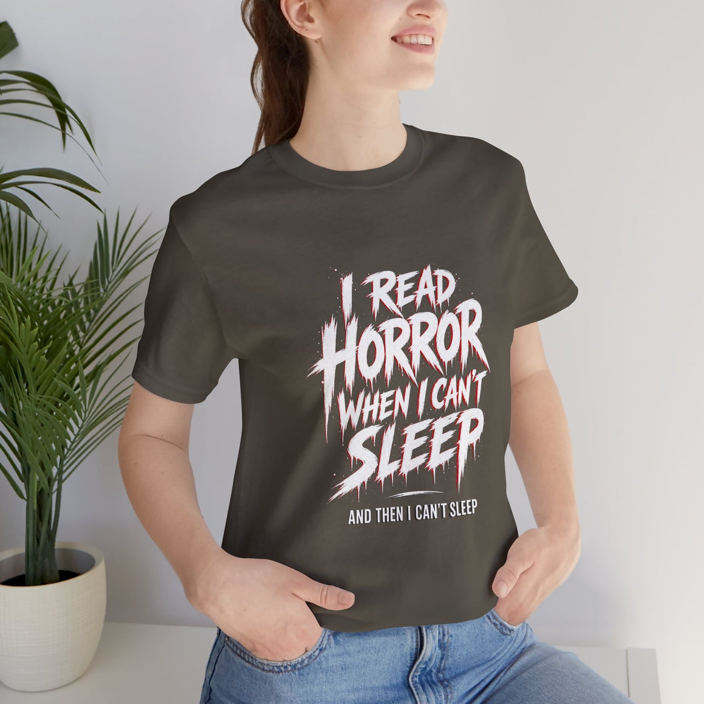 Airlume Cotton - Horror Reader Tee — "I Read Horror When I Can’t Sleep" Graphic T-Shirt