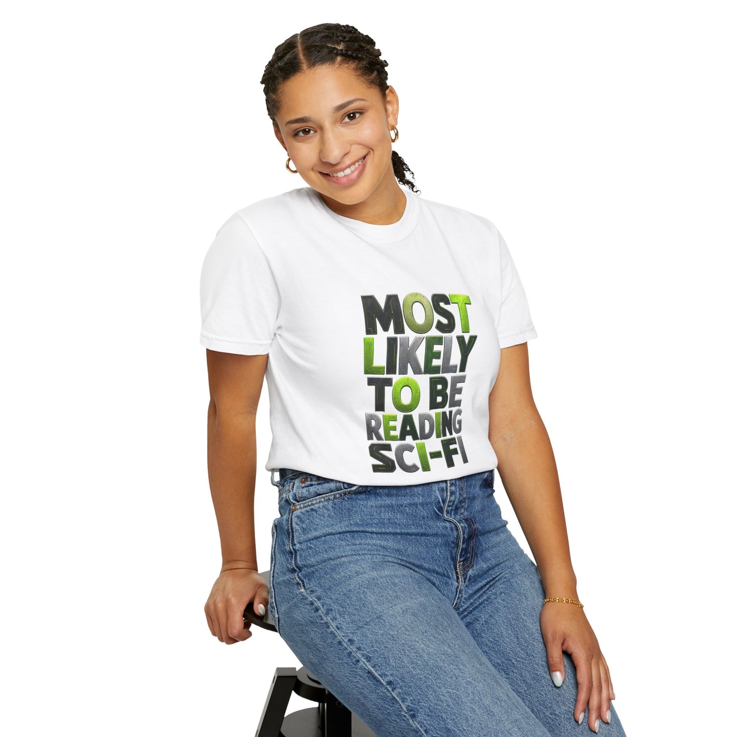 "Most Likely To Be Reading Sci‑Fi" T-Shirt for Science Fiction Book Lovers