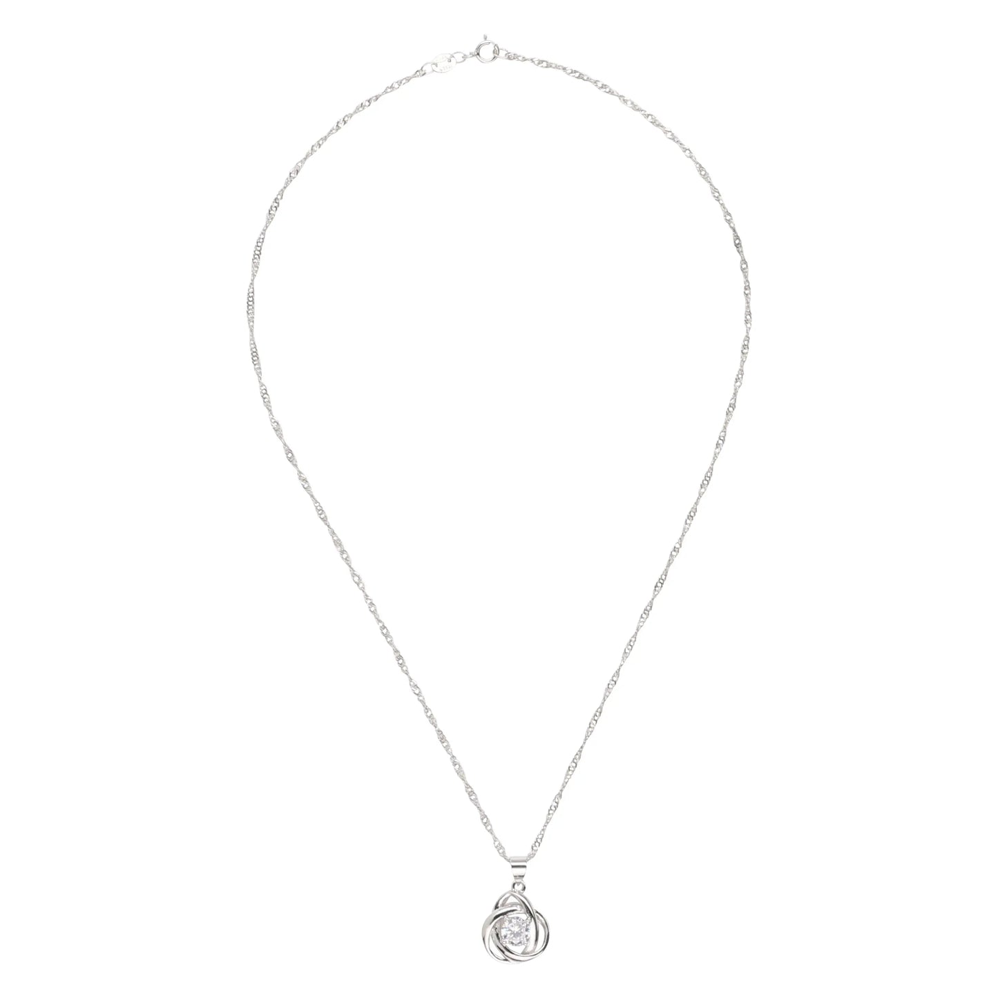 Collier pendentif Nœud Rond avec Zircons Cubiques