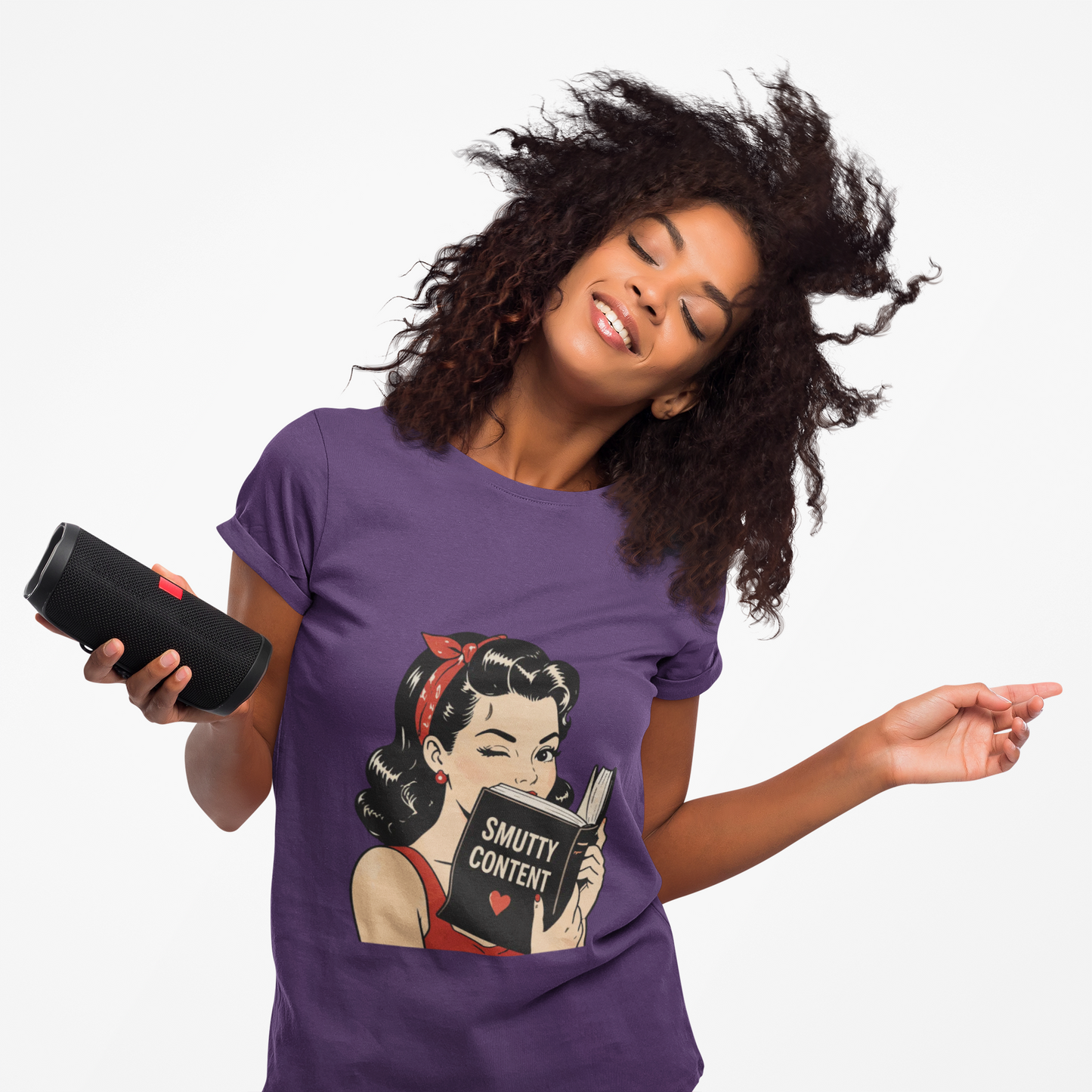 Lightweight Fabric - Vintage Pin-up Reading Tee — "Smutty Content" Graphic T-Shirt