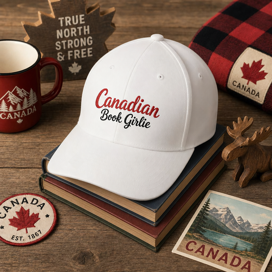 "Canadian Book Girlie" Embroidered Cap — Cozy Literary Baseball Hat