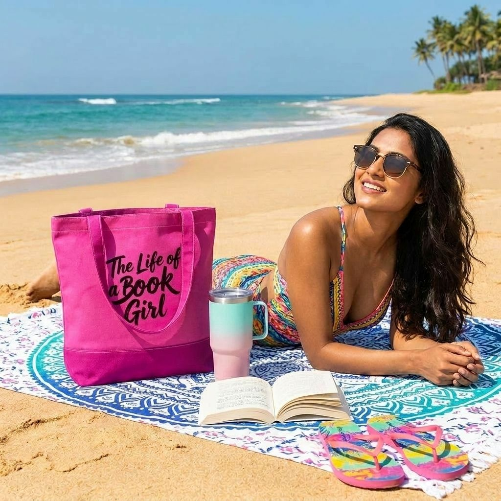 Book Girl Thermochromic Tote Bag – 'The Life of a Book Girl' Color-Changing Book Tote