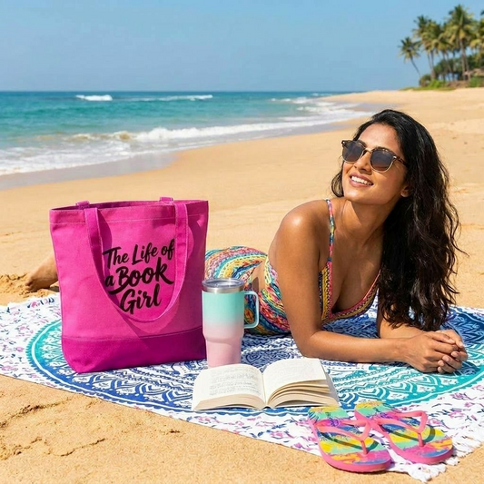 Book Girl Thermochromic Tote Bag – 'The Life of a Book Girl' Color-Changing Book Tote
