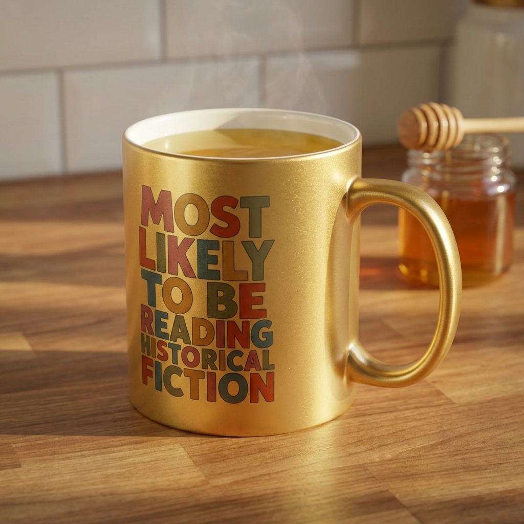 Metallic Mug — "Most Likely to Be Reading Historical Fiction" Gold Coffee Cup