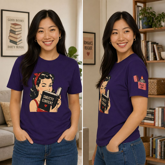 Lightweight Fabric - Vintage Pin-up Reading Tee — "Smutty Content" Graphic T-Shirt