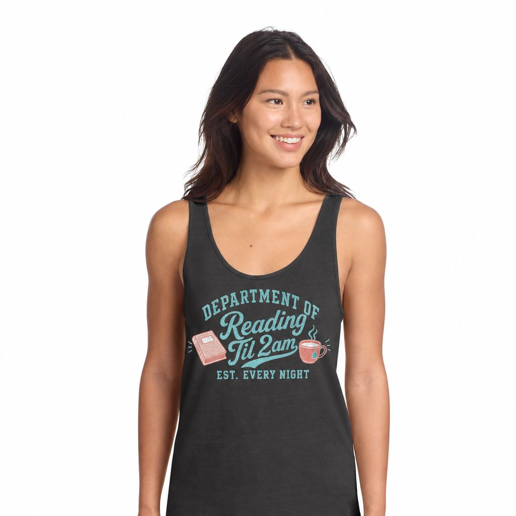 "Department of Reading Til 2am" Graphic Sleeveless Shirt for Book Lovers