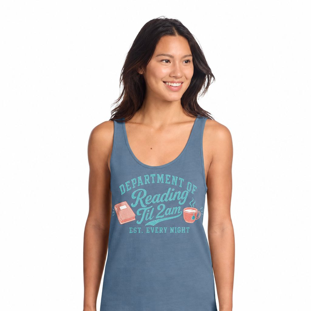 "Department of Reading Til 2am" Graphic Sleeveless Shirt for Book Lovers