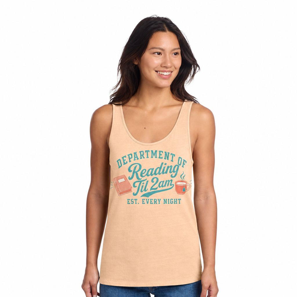 "Department of Reading Til 2am" Graphic Sleeveless Shirt for Book Lovers
