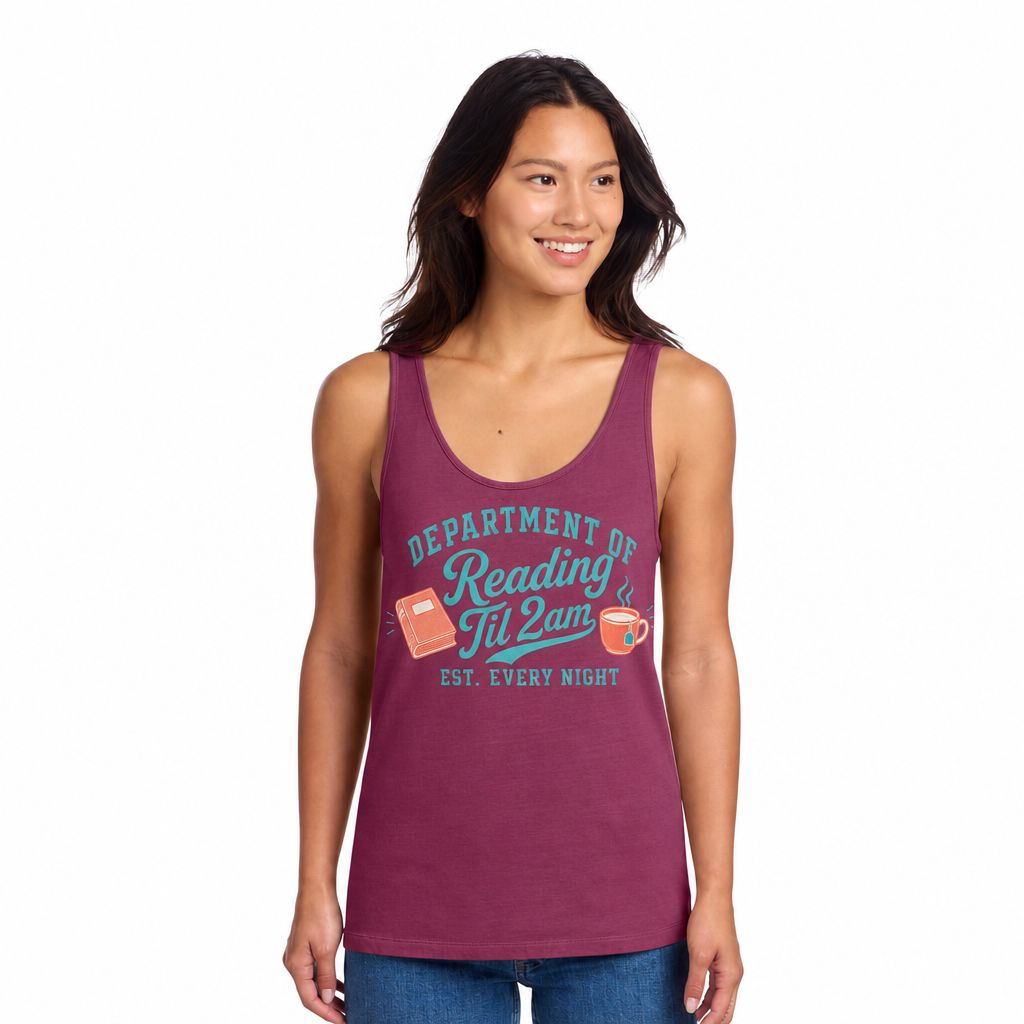 "Department of Reading Til 2am" Graphic Sleeveless Shirt for Book Lovers