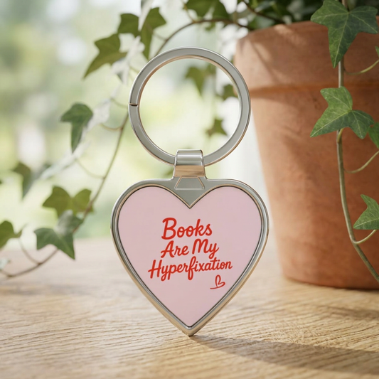 Heart Keychain — “Books Are My Hyperfixation” Book Lover Keychain