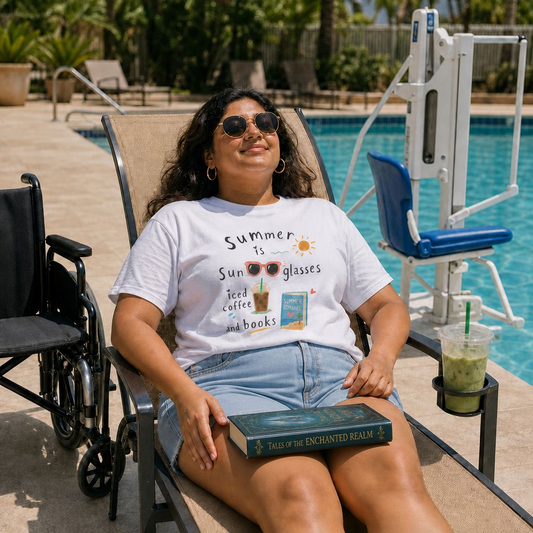 "Summer Is Sunglasses, Iced Coffee & Books" T-Shirt