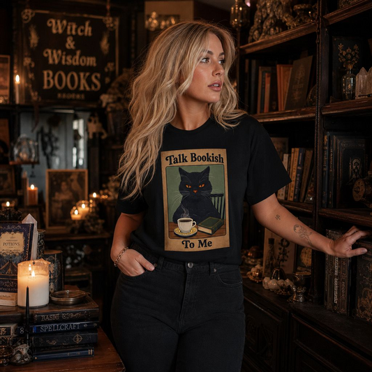 "Talk Bookish To Me" Cat T-Shirt