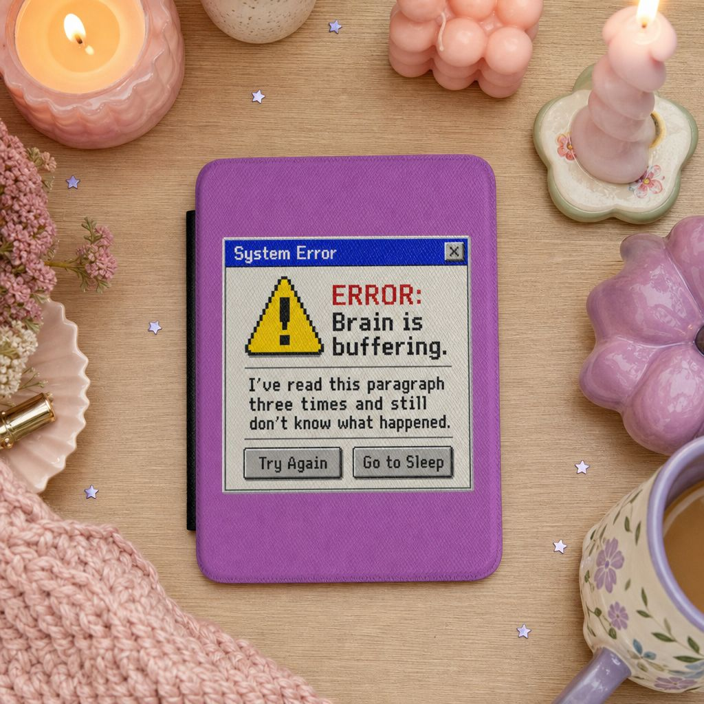 Neurospicy Kindle Case — "ERROR: Brain is buffering" Retro System Alert E-Reader Cover