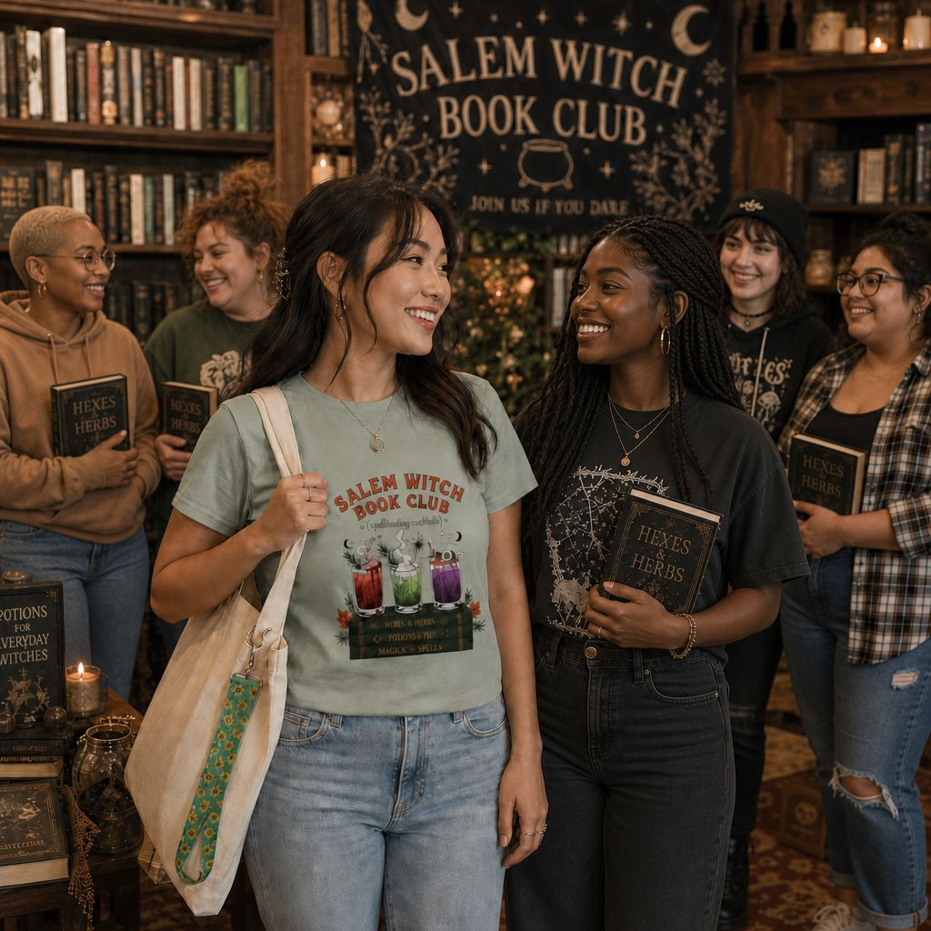 "Salem Witch Book Club" T-Shirt — Whimsical Witchy Reading Tee