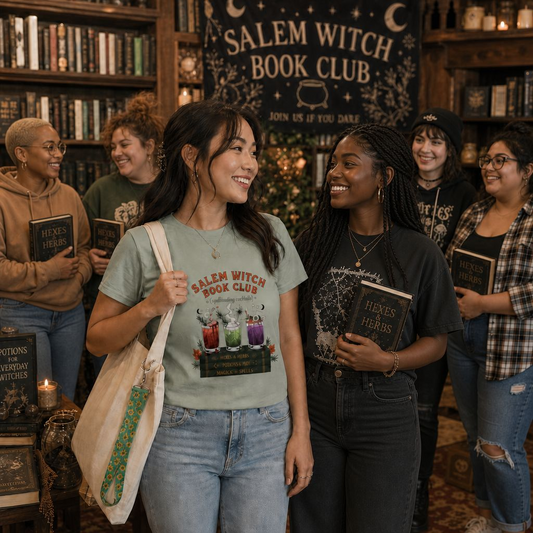 "Salem Witch Book Club" T-Shirt — Whimsical Witchy Reading Tee