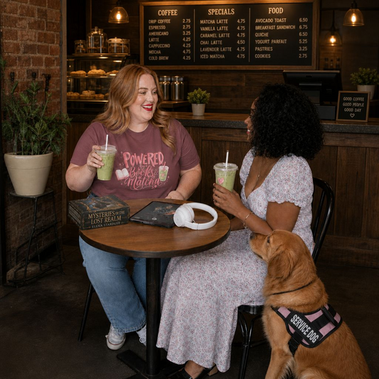 "Powered by Books & Matcha" T-Shirt