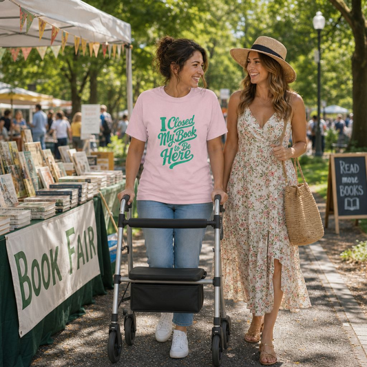 "I Closed My Book To Be Here" T-Shirt — Funny Reader Shirt for Book Lovers