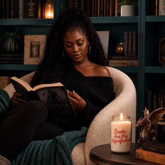 Book Lover Soy Candle — “Books Are My Hyperfixation” Scented Candle (13.75oz)