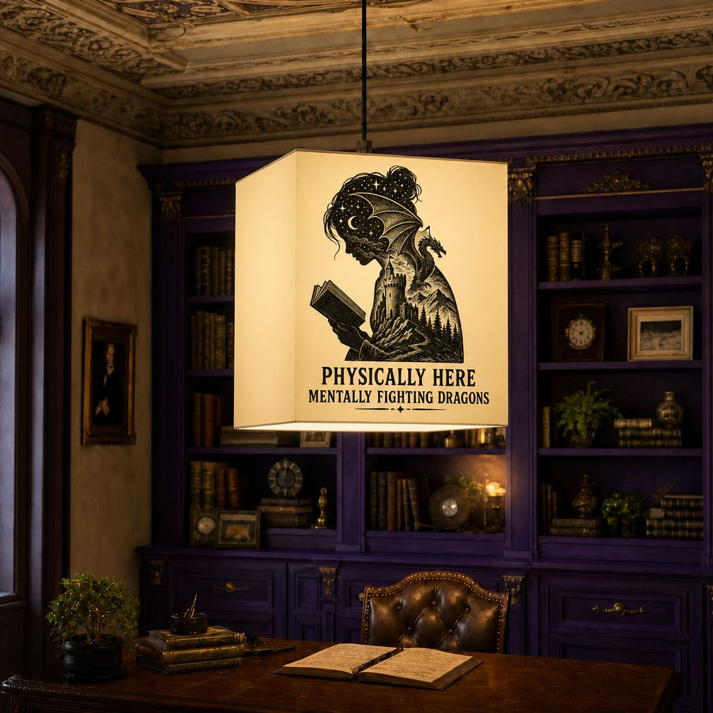 Light Cube Lamp — 'Physically Here, Mentally Fighting Dragons' Reading Cube Lamp
