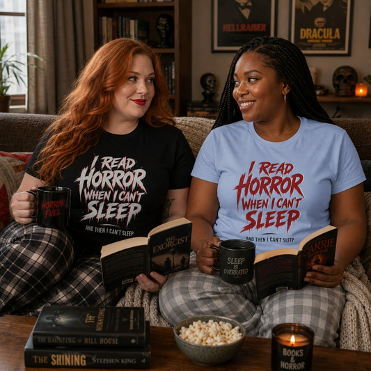Airlume Cotton - Horror Reader Tee — "I Read Horror When I Can’t Sleep" Graphic T-Shirt